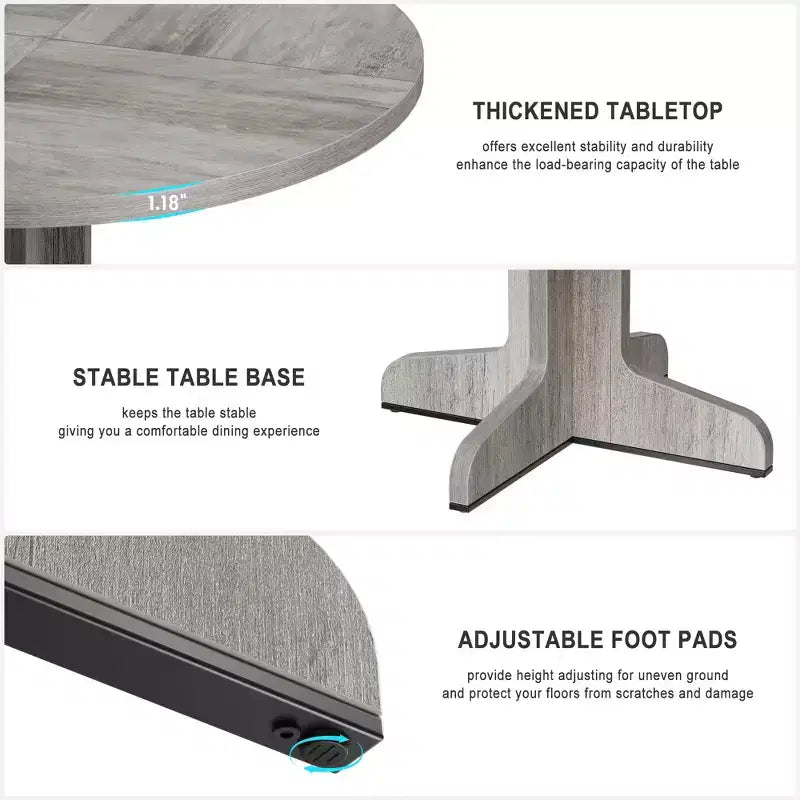 Tavolo da pranzo rotondo da 47 pollici per 4, tavolo con gambe curve, tavolo da pranzo moderno, base stabile, per cucina
