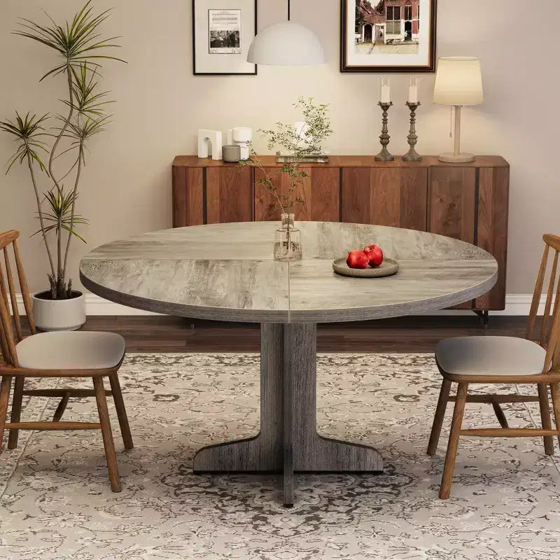 Tavolo da pranzo rotondo da 47 pollici per 4, tavolo con gambe curve, tavolo da pranzo moderno, base stabile, per cucina