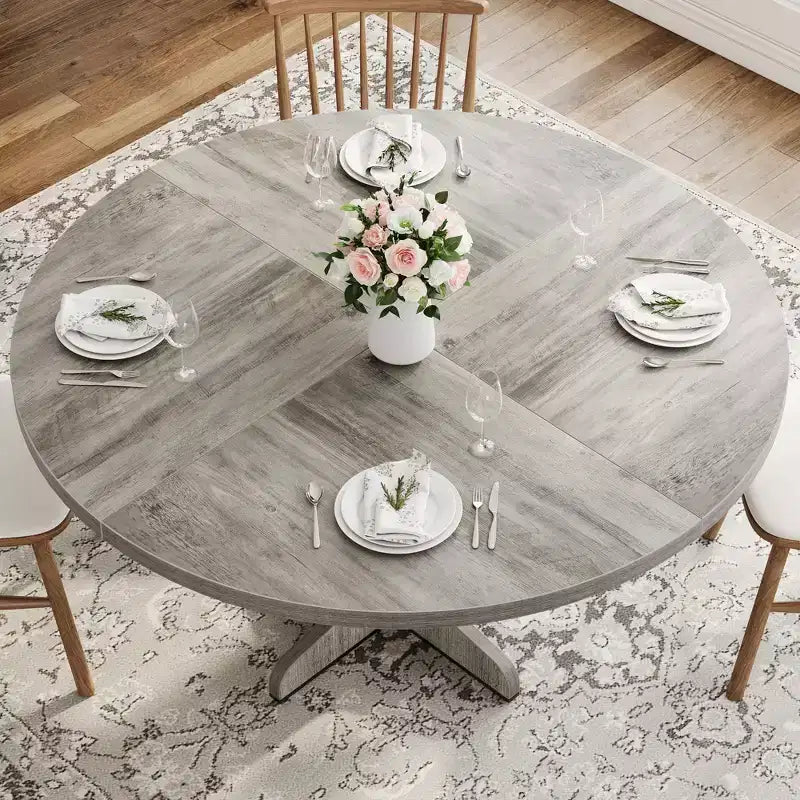Tavolo da pranzo rotondo da 47 pollici per 4, tavolo con gambe curve, tavolo da pranzo moderno, base stabile, per cucina