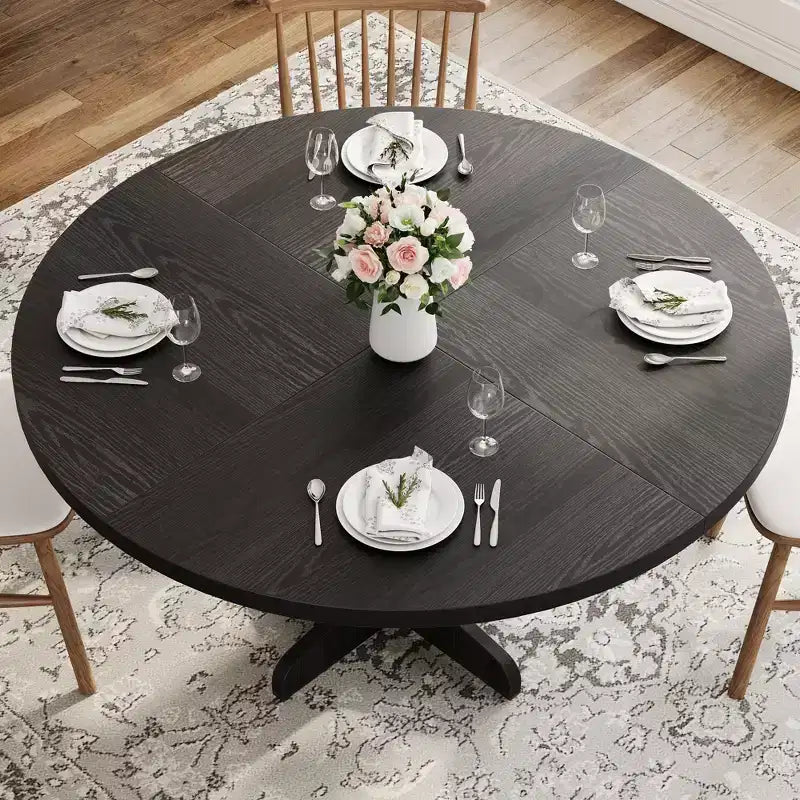 Tavolo da pranzo rotondo da 47 pollici per 4, tavolo con gambe curve, tavolo da pranzo moderno, base stabile, per cucina