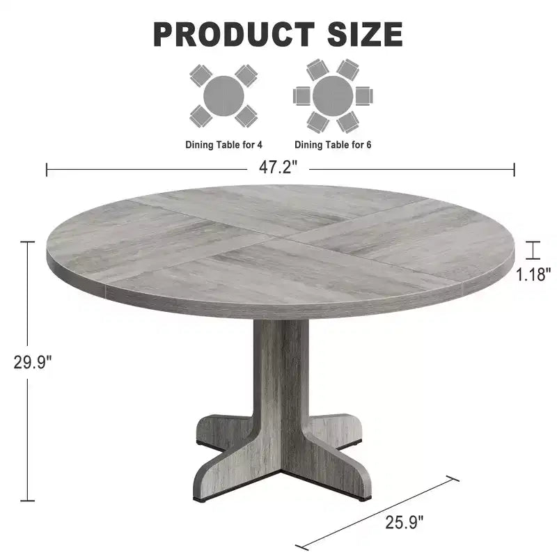Tavolo da pranzo rotondo da 47 pollici per 4, tavolo con gambe curve, tavolo da pranzo moderno, base stabile, per cucina