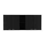 HomeRoots 59 Black Wood Wall mounted Accent Cabinet With Five Shelves