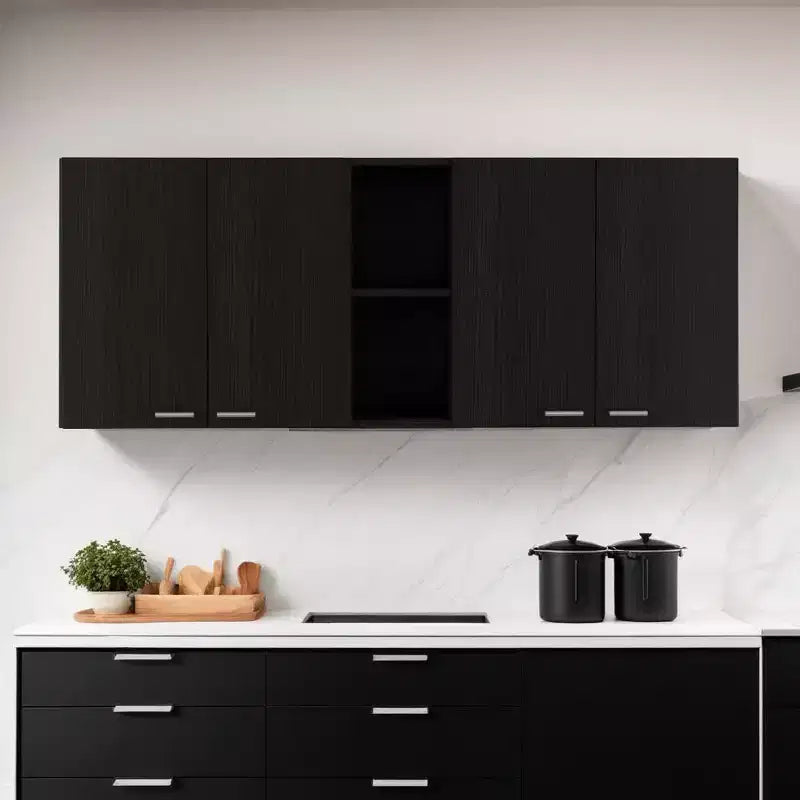 Pensile a cinque ripiani Black Wood da 59 pollici