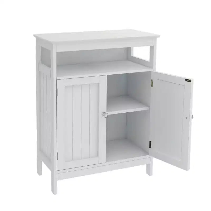 Mobiletto bagno bianco a colonna con doppia anta a persiana