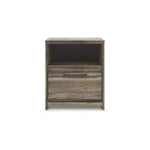 Signature Design by Ashley Jusika One Drawer Nightstand with USB Charging, Brown