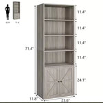 Libreria a colonna da fattoria con ante 30cm Profondità Scaffali espositori 181cm Altezza Scaffale industriale Libreria in legno con 6 ripiani per camera da letto