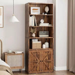 Libreria a colonna da fattoria con ante 30cm Profondità Scaffali espositori 181cm Altezza Scaffale industriale Libreria in legno con 6 ripiani per camera da letto