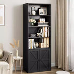 Libreria a colonna da fattoria con ante 30cm Profondità Scaffali espositori 181cm Altezza Scaffale industriale Libreria in legno con 6 ripiani per camera da letto
