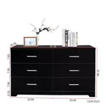 Karl Home 6-Drawer Black Particle Board 47.24in. W Chest of Drawer