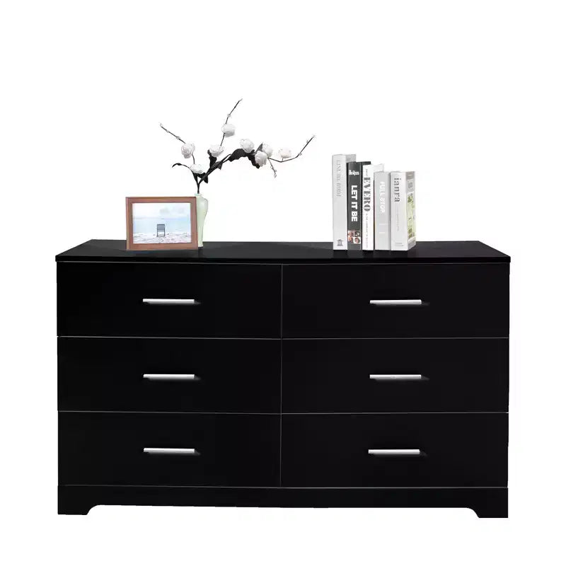Karl Home Cassettiera Nera a 6 Cassetti in Truciolato 120 cm L