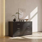 Karl Home Cassettiera Nera a 6 Cassetti in Truciolato 120 cm L