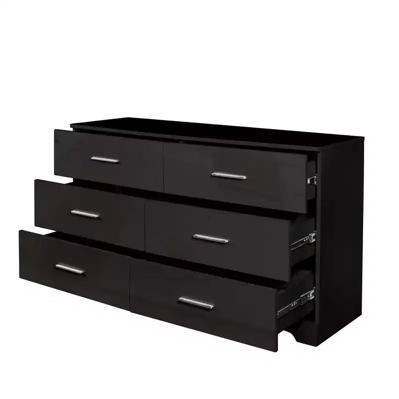 Karl Home Cassettiera Nera a 6 Cassetti in Truciolato 120 cm L