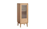 GDFStudio Ren Mobile Contenitore Moderno in Legno di Quercia da 16 con Anta in Vetro e Maniglia in Ottone