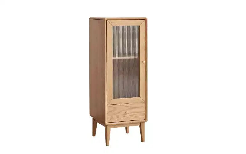 GDFStudio Ren Mobile Contenitore Moderno in Legno di Quercia da 16 con Anta in Vetro e Maniglia in Ottone