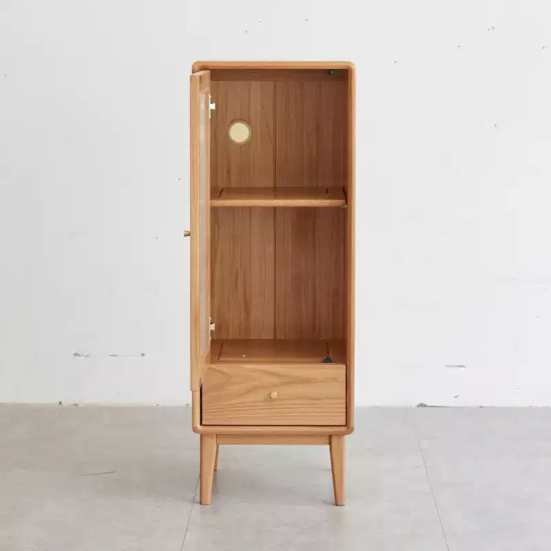 GDFStudio Ren Mobile Contenitore Moderno in Legno di Quercia da 16 con Anta in Vetro e Maniglia in Ottone