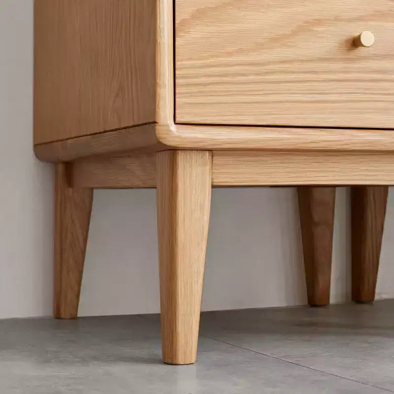 GDFStudio Ren Mobile Contenitore Moderno in Legno di Quercia da 16 con Anta in Vetro e Maniglia in Ottone