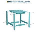 Tavolino da esterno quadrato in HDPE - Tavolino da giardino resistente stile Adirondack per spiaggia, portico - Resistente alle intemperie e facile da montare