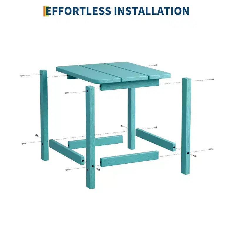 Tavolino da esterno quadrato in HDPE - Tavolino da giardino resistente stile Adirondack per spiaggia, portico - Resistente alle intemperie e facile da montare