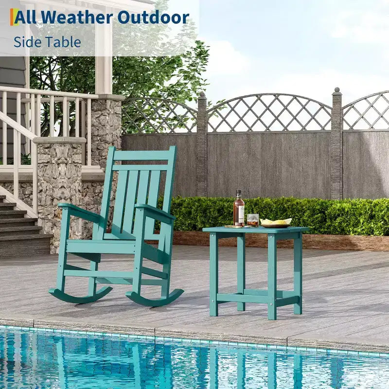 Tavolino da esterno quadrato in HDPE - Tavolino da giardino resistente stile Adirondack per spiaggia, portico - Resistente alle intemperie e facile da montare