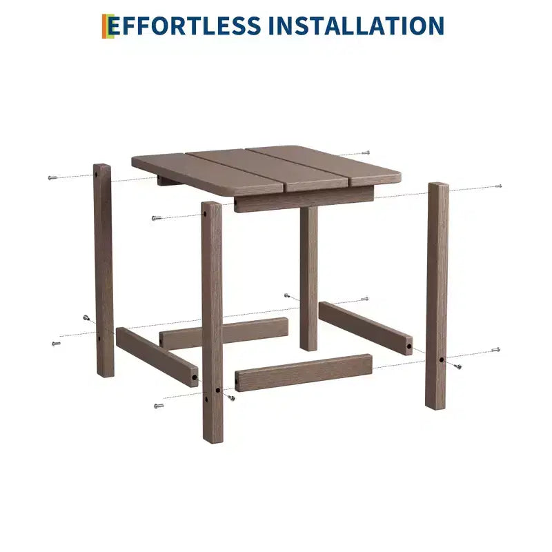 Tavolino da esterno quadrato in HDPE - Tavolino da giardino resistente stile Adirondack per spiaggia, portico - Resistente alle intemperie e facile da montare