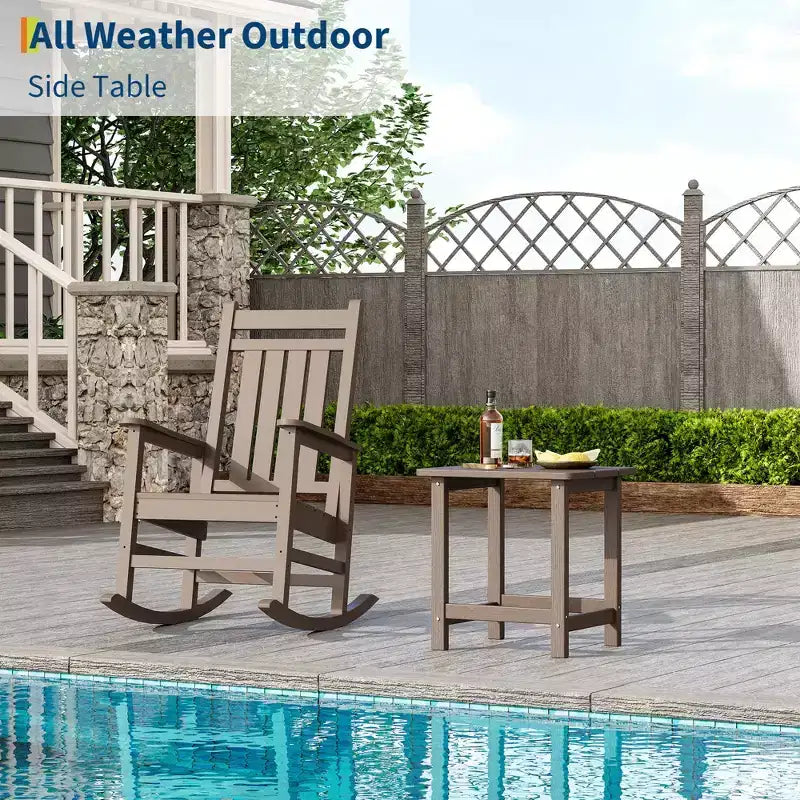 Tavolino da esterno quadrato in HDPE - Tavolino da giardino resistente stile Adirondack per spiaggia, portico - Resistente alle intemperie e facile da montare