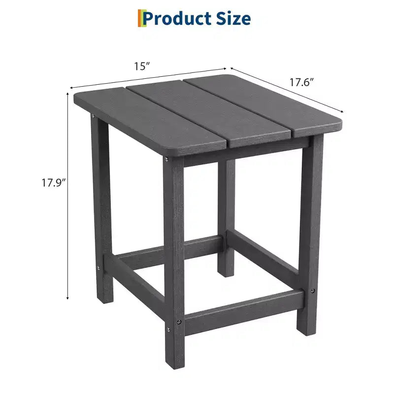 Tavolino da esterno quadrato in HDPE - Tavolino da giardino resistente stile Adirondack per spiaggia, portico - Resistente alle intemperie e facile da montare
