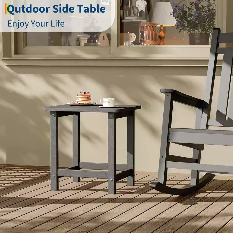 Tavolino da esterno quadrato in HDPE - Tavolino da giardino resistente stile Adirondack per spiaggia, portico - Resistente alle intemperie e facile da montare
