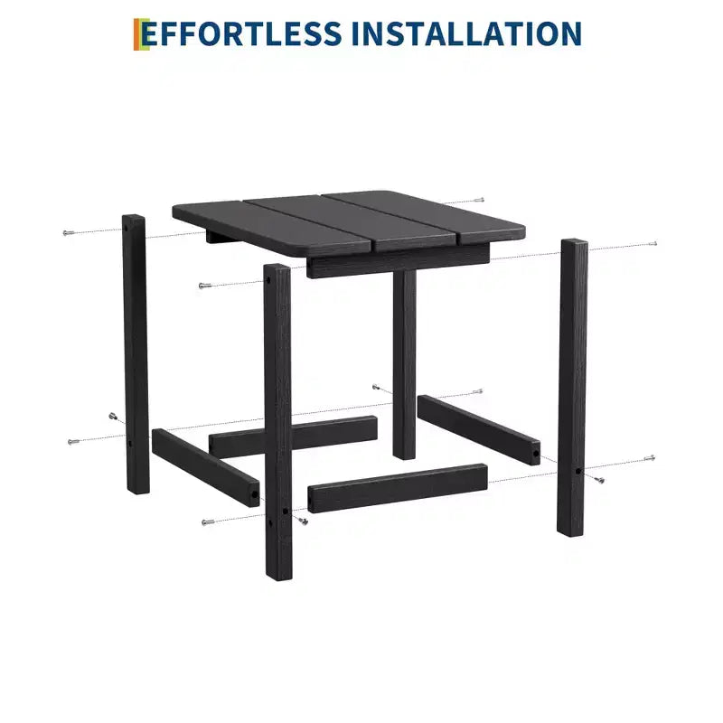 Tavolino da esterno quadrato in HDPE - Tavolino da giardino resistente stile Adirondack per spiaggia, portico - Resistente alle intemperie e facile da montare