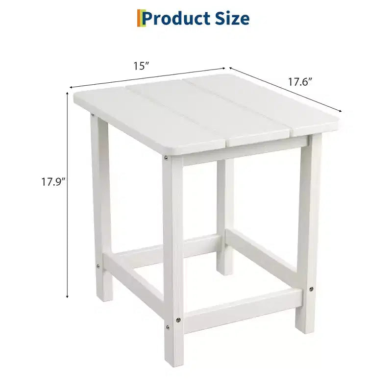Tavolino da esterno quadrato in HDPE - Tavolino da giardino resistente stile Adirondack per spiaggia, portico - Resistente alle intemperie e facile da montare