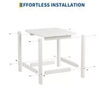 Tavolino da esterno quadrato in HDPE - Tavolino da giardino resistente stile Adirondack per spiaggia, portico - Resistente alle intemperie e facile da montare