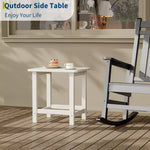 Tavolino da esterno quadrato in HDPE - Tavolino da giardino resistente stile Adirondack per spiaggia, portico - Resistente alle intemperie e facile da montare