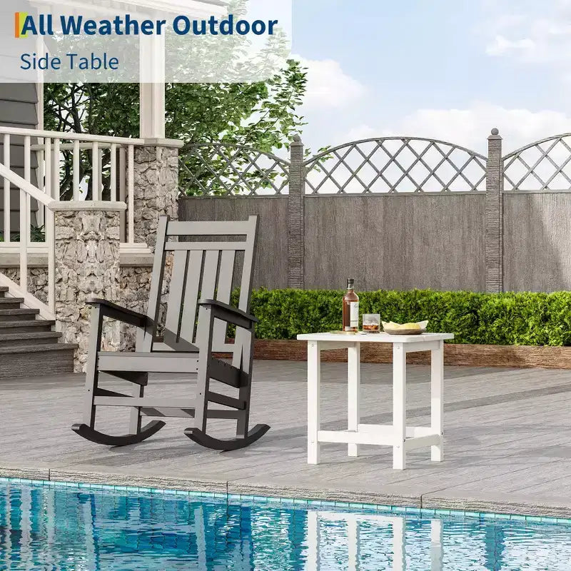Tavolino da esterno quadrato in HDPE - Tavolino da giardino resistente stile Adirondack per spiaggia, portico - Resistente alle intemperie e facile da montare