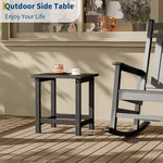 Tavolino da esterno quadrato in HDPE - Tavolino da giardino resistente stile Adirondack per spiaggia, portico - Resistente alle intemperie e facile da montare