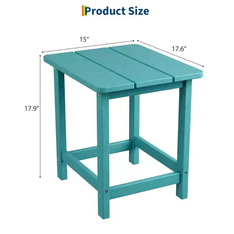 Tavolino da esterno quadrato in HDPE - Tavolino da giardino resistente stile Adirondack per spiaggia, portico - Resistente alle intemperie e facile da montare