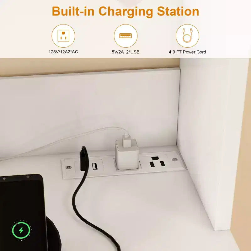 Mobile dispensa da cucina con luci intelligenti Bluetooth RGB e ripiani portaoggetti sullo sportello, credenza alta 180 cm con presa di corrente per angolo caffè