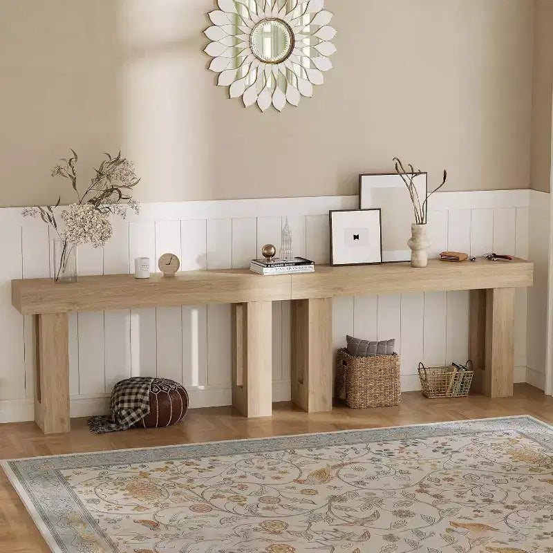 Consolle da 63 pollici in stile rustico per ingresso, tavolo stretto da divano per corridoio, tavolo da ingresso dietro il divano, tavolo d'accento per ufficio domestico