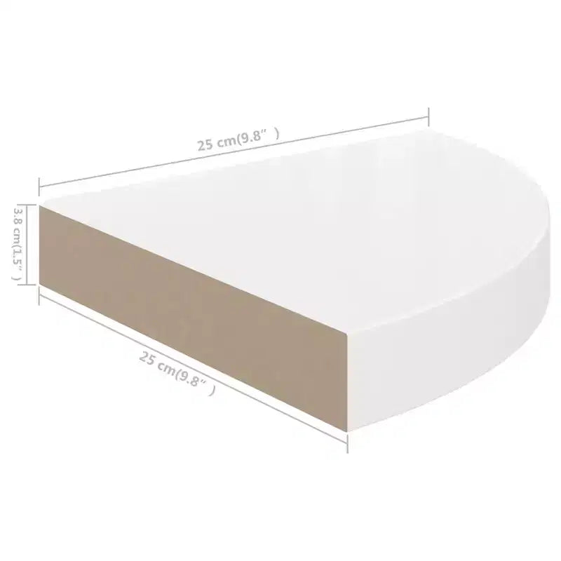 Mensola angolare Bianco lucido MDF a nido d'ape, metallo 25 cm