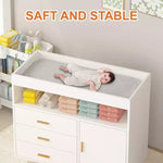 Cassettiera Fasciatoio a 3 Cassetti con Materassino Fasciatoio Rimovibile, Cassettiera per Cameretta con Fasciatoio Superiore, Spazio per Riporre e Organizzare gli Articoli Essenziali per Neonati