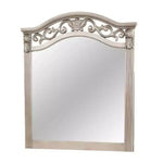 Specchio per Comò, Legno di Pino Anticato Argento, Cornice Sagomata, 37x41