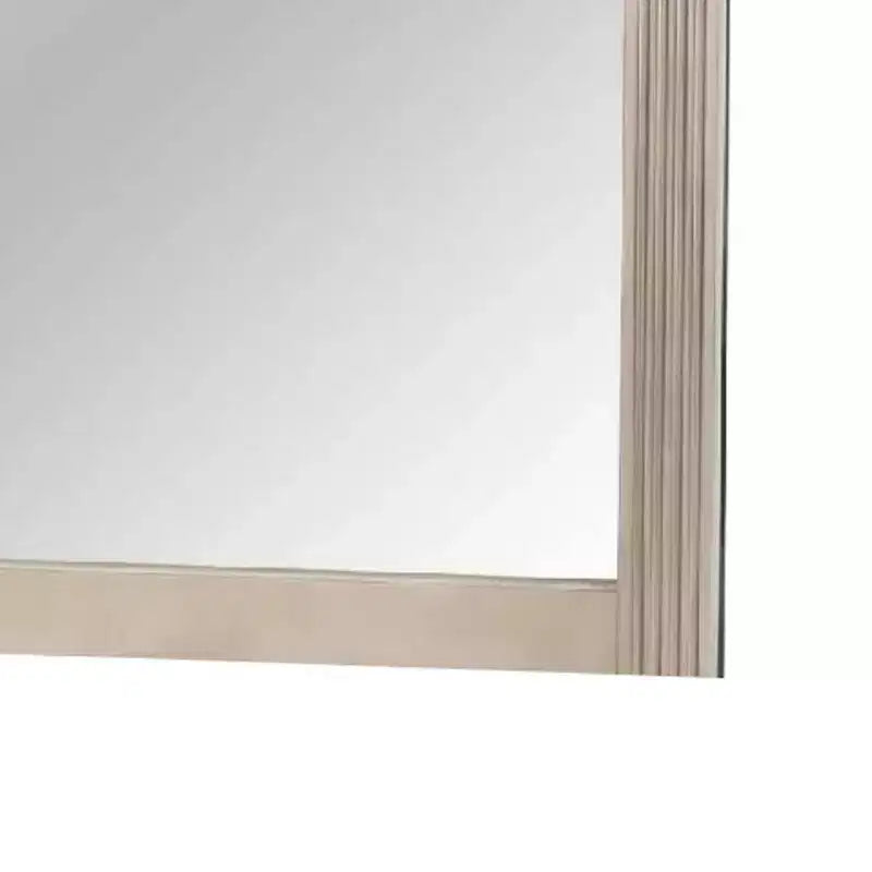 Specchio per Comò, Legno di Pino Anticato Argento, Cornice Sagomata, 37x41