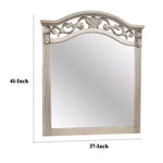 Specchio per Comò, Legno di Pino Anticato Argento, Cornice Sagomata, 37x41