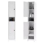 Armadietto da bagno alto con cassetto e ripiani regolabili, organizer da terra da 170 cm per bagno, cucina, corridoio