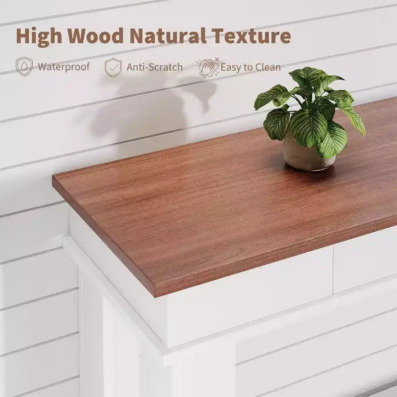Tavolo consolle lungo 137 cm, tavolo da ingresso in legno con 2 cassetti e ripiano aperto, tavolo da atrio per ingresso, corridoio, soggiorno