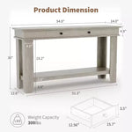 Tavolo consolle lungo 137 cm, tavolo da ingresso in legno con 2 cassetti e ripiano aperto, tavolo da atrio per ingresso, corridoio, soggiorno