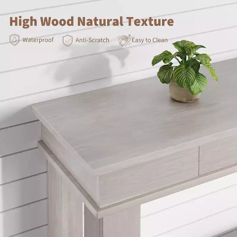 Tavolo consolle lungo 137 cm, tavolo da ingresso in legno con 2 cassetti e ripiano aperto, tavolo da atrio per ingresso, corridoio, soggiorno