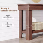 Tavolo consolle lungo 137 cm, tavolo da ingresso in legno con 2 cassetti e ripiano aperto, tavolo da atrio per ingresso, corridoio, soggiorno