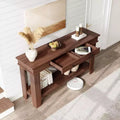 54In Long Console Table, Wooden Entryway Table with 2 Drawers & Open Storage Shelf, Entry Foyer Table for Entryway, Hallway, Living Room