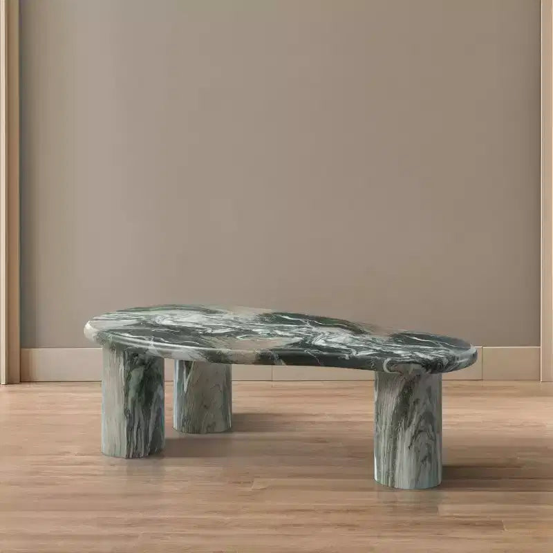Tavolino da caffè Meridian Furniture Sassari in cemento con finitura in marmo verde