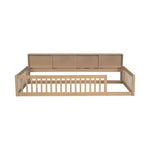 Bellemave Letto a terra Twin XL con armadietti e porte di ricarica USB, struttura in legno massello con recinzione semi-chiusa, facile da montare, marrone