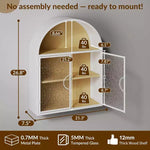 Bekrvio Mobiletto da bagno a parete ad arco con ante in vetro, mobiletto galleggiante in metallo completamente assemblato sopra il WC